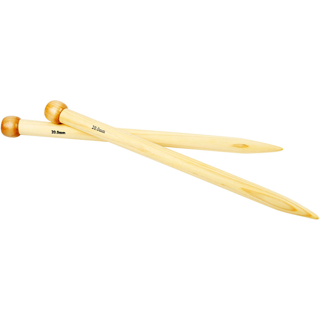 Knitting Needles, L: 35 cm, size 20 mm, 1 pair