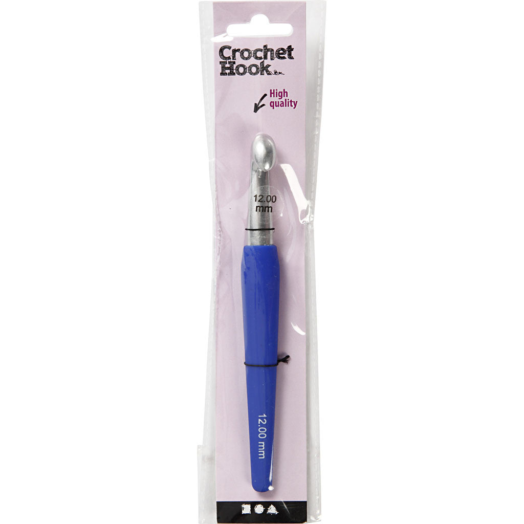 Crochet Hook, no. 12, L: 16 cm, size 12 mm, blue, 1 pc [HOB-42389]