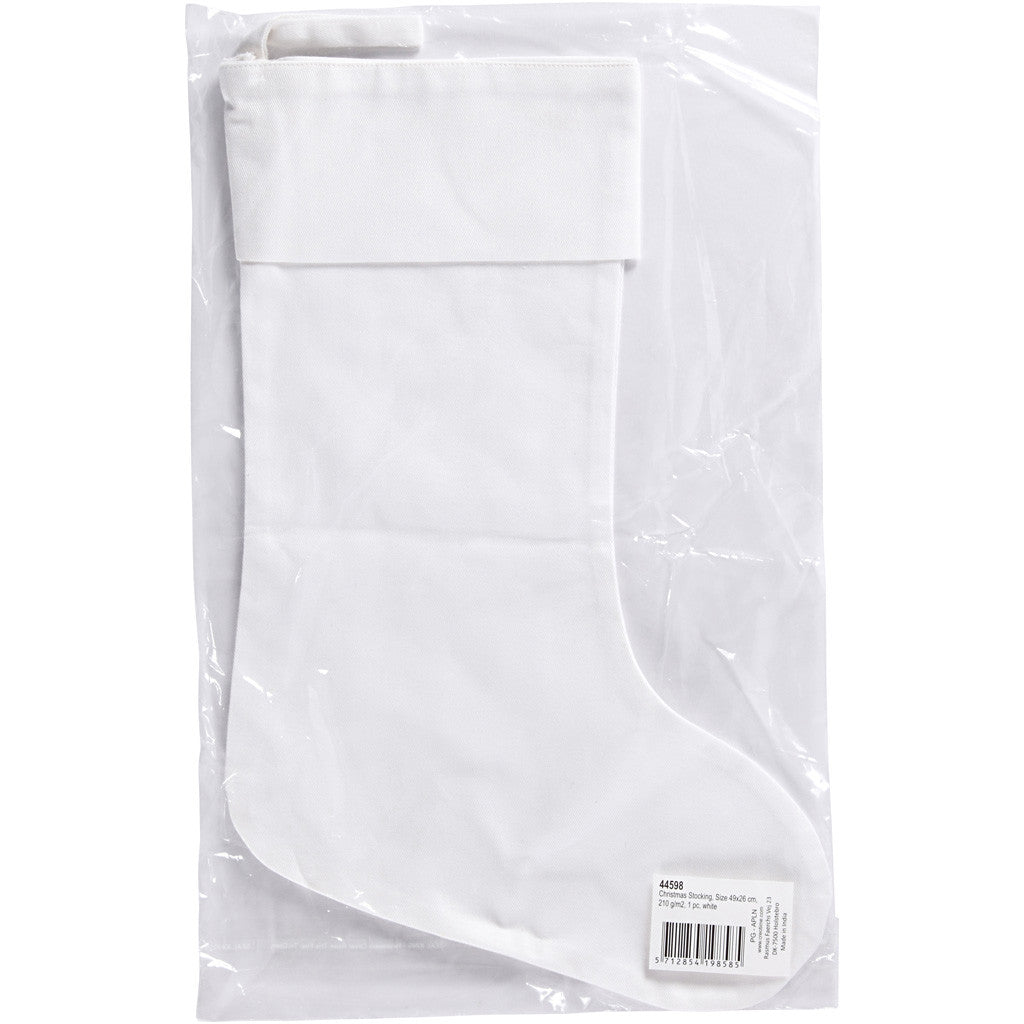Christmas Stocking, H: 40 cm, W: 26 cm, 210 g, white, 1 pc [HOB-44598]
