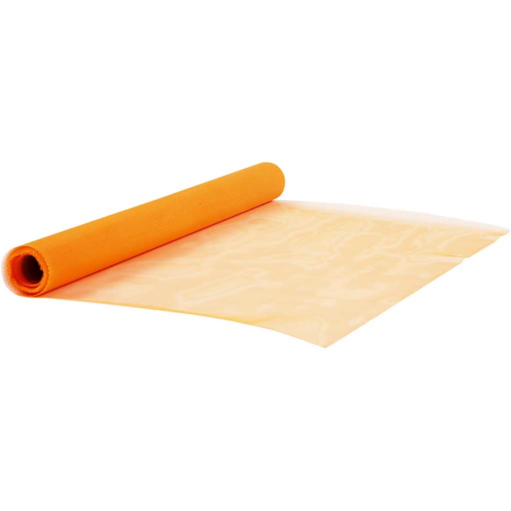 Tulle, W: 50 cm, orange, 5 m/ 1 roll [HOB-44612]