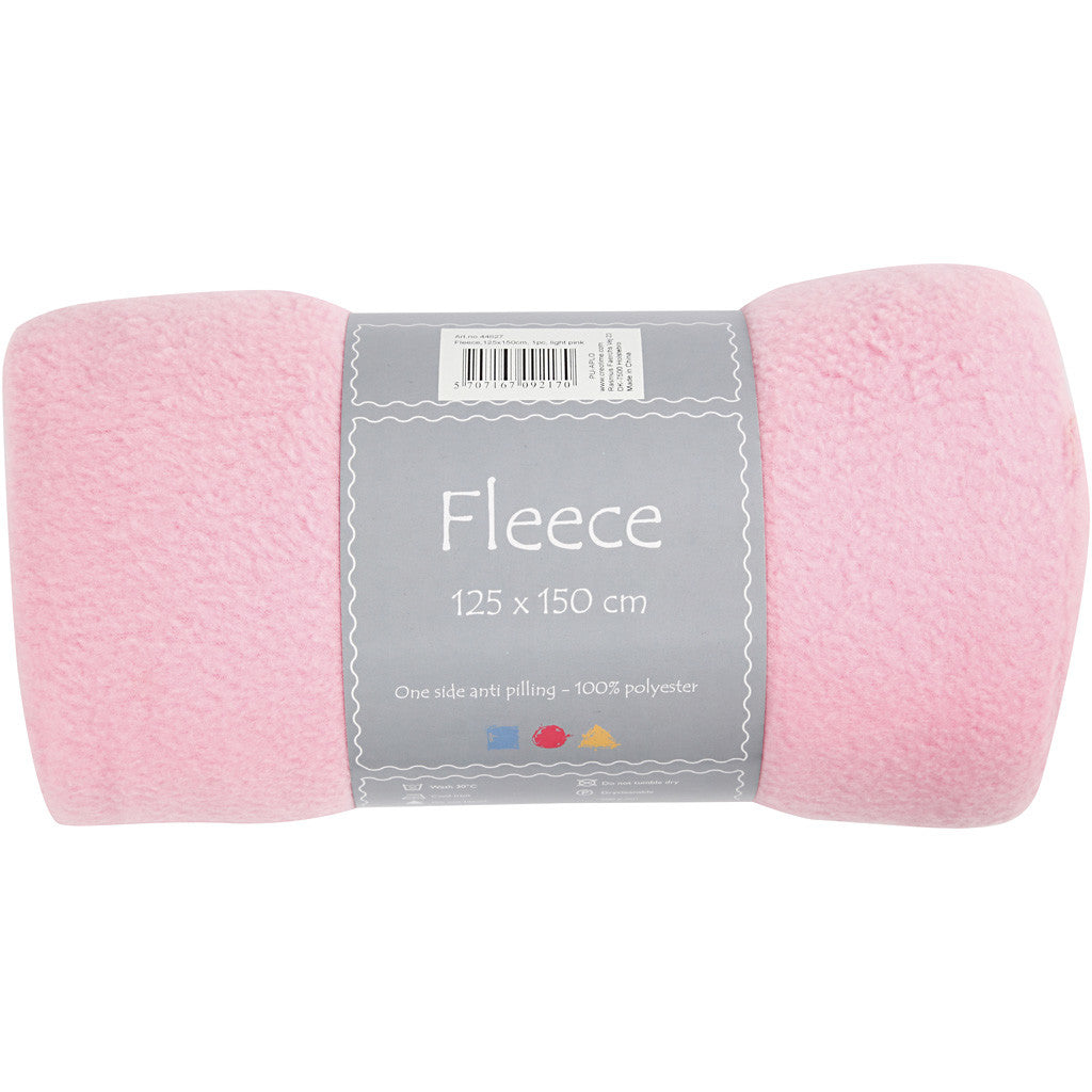 Fleece, L: 125 cm, W: 150 cm, 200 g, light pink, 1 pc [HOB-44627]