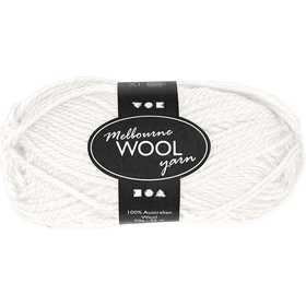Melbourne Wool Yarn, L: 92 M, off-white, 50 g/ 1 ball [HOB-44710]