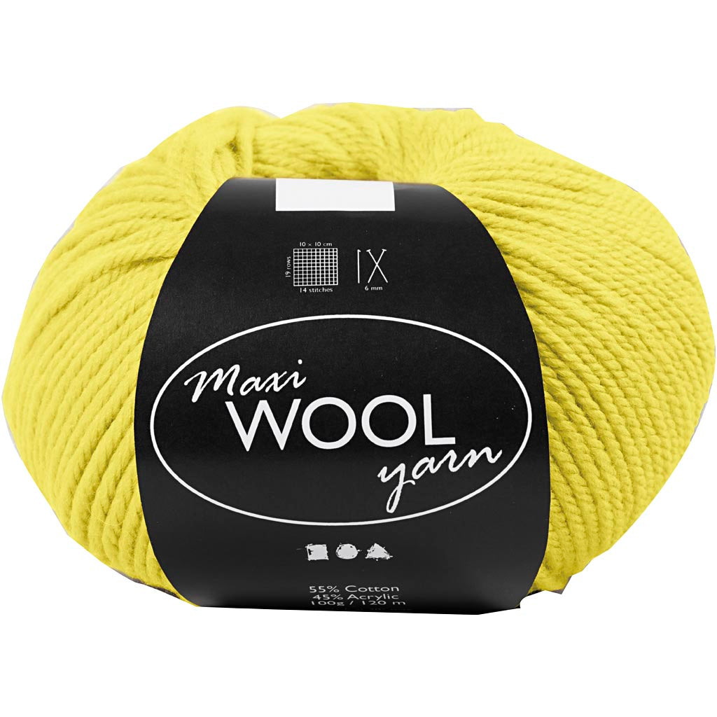 Wool Yarn, L: 125 M, yellow, 100 g/ 1 ball [HOB-447402]