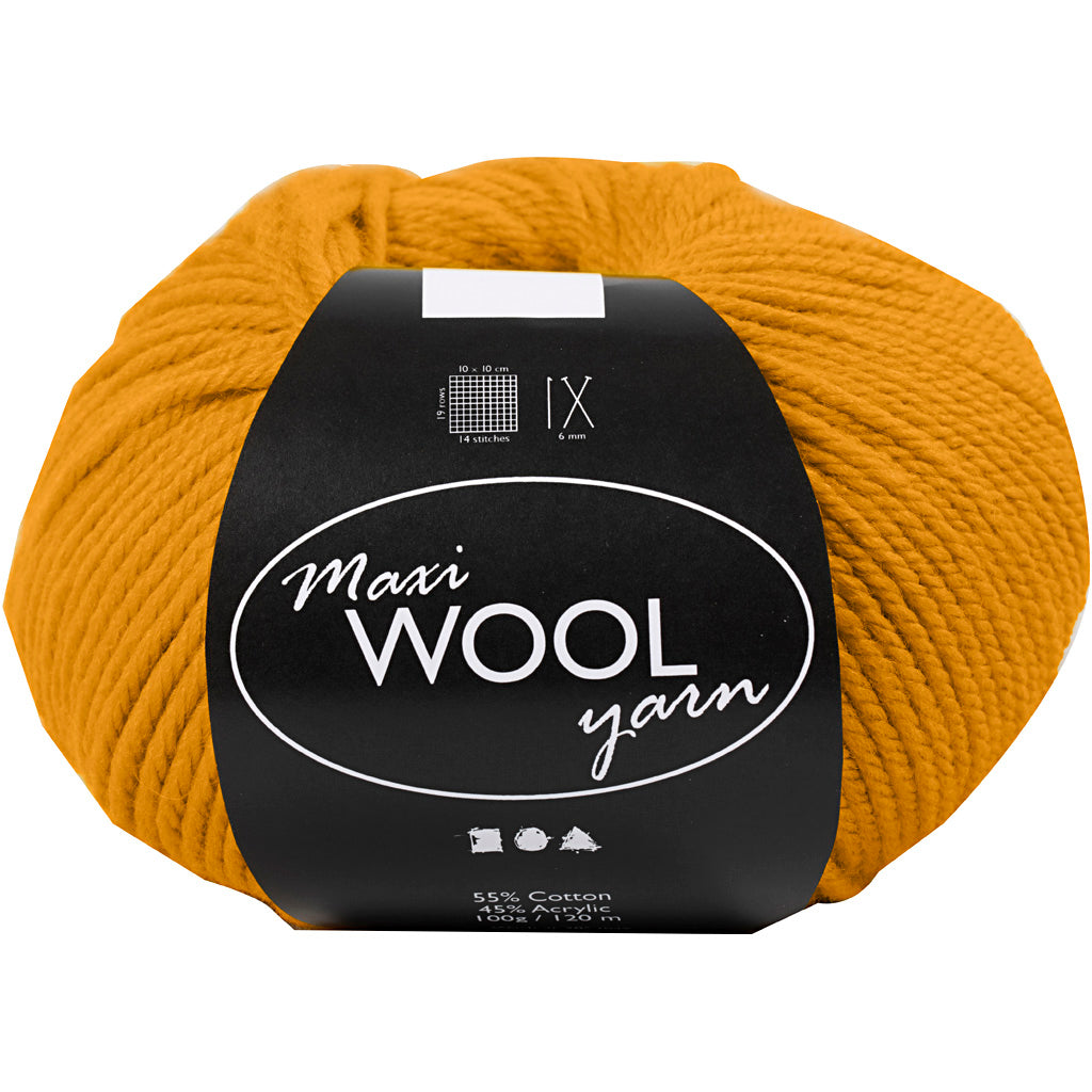 Wool Yarn, L: 125 M, dark yellow, 100 g/ 1 ball [HOB-447403]