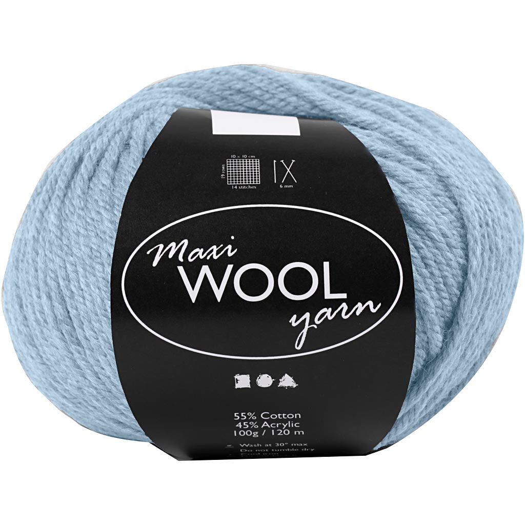 Wool Yarn, L: 125 M, dusty blue, 100 g/ 1 ball [HOB-447409]