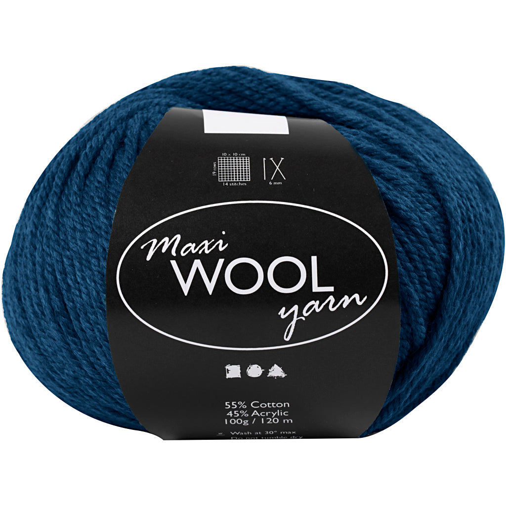 Wool Yarn, L: 125 M, blue, 100 g/ 1 ball [HOB-447410]