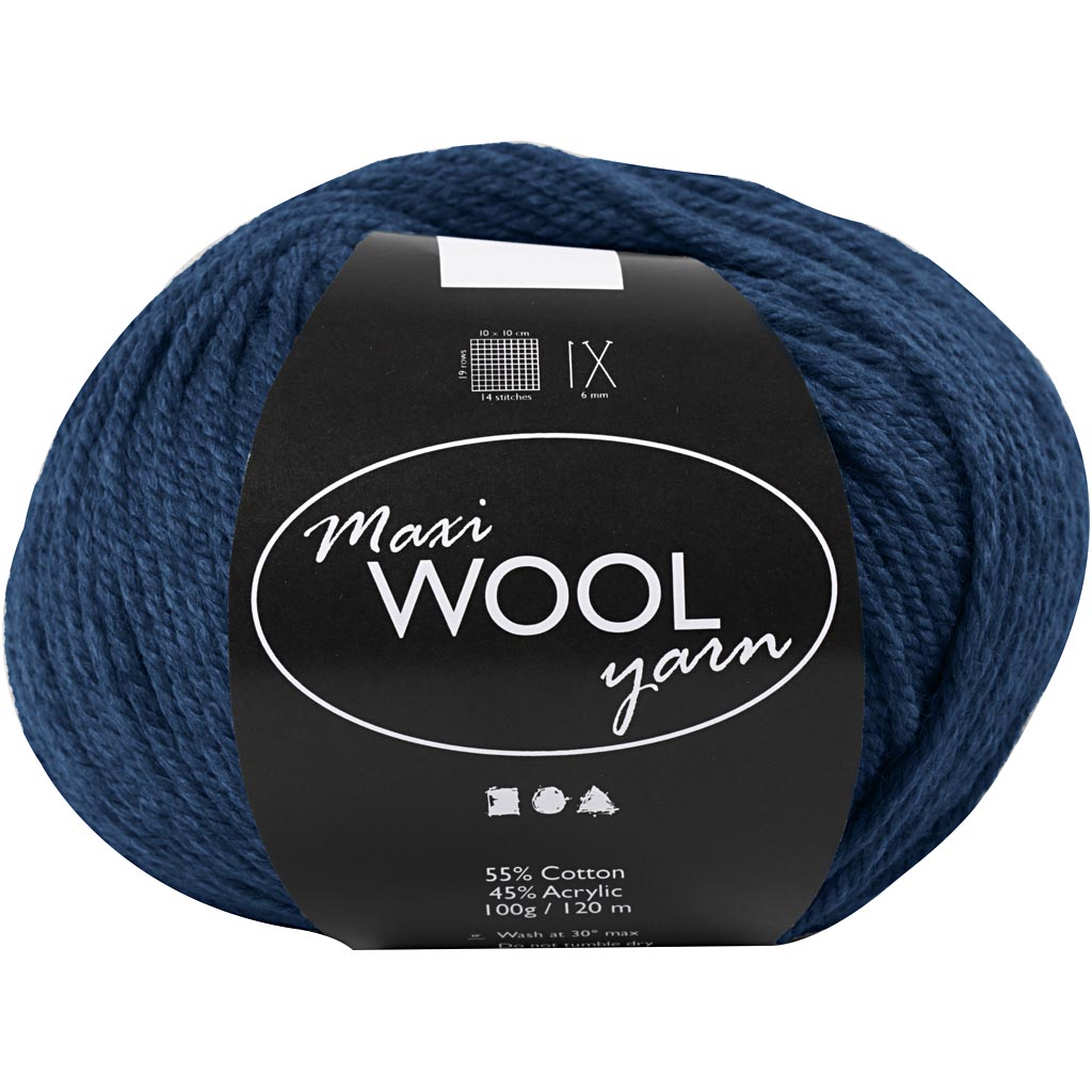 Wool Yarn, L: 125 M, blue, 100 g/ 1 ball [HOB-447410]