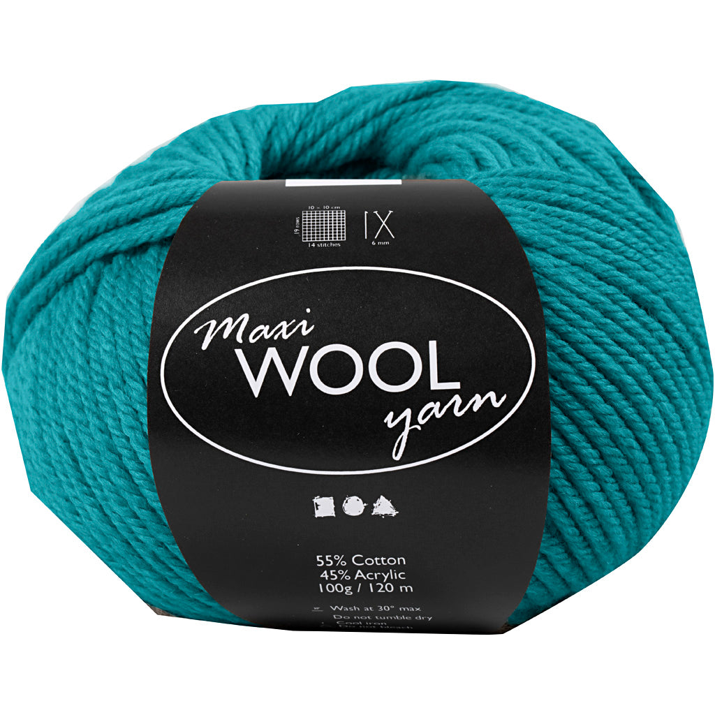 Wool Yarn, L: 125 M, petrol, 100 g/ 1 ball [HOB-447411]