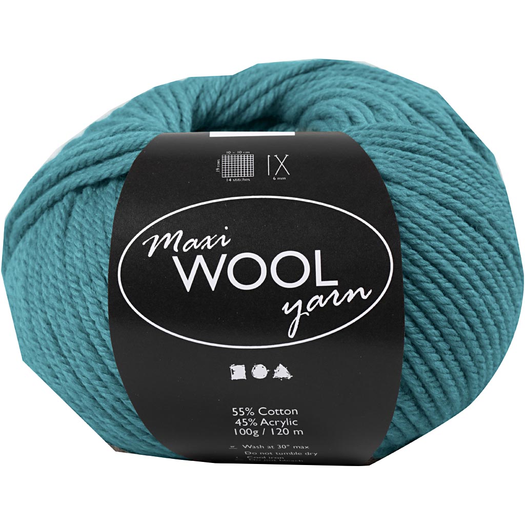 Wool Yarn, L: 125 M, petrol, 100 g/ 1 ball [HOB-447411]