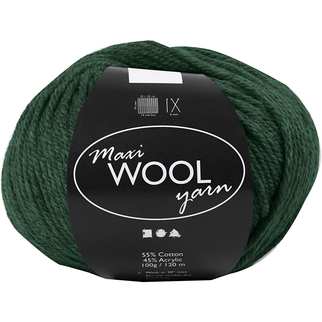 Wool Yarn, L: 125 M, green, 100 g/ 1 ball [HOB-447412]