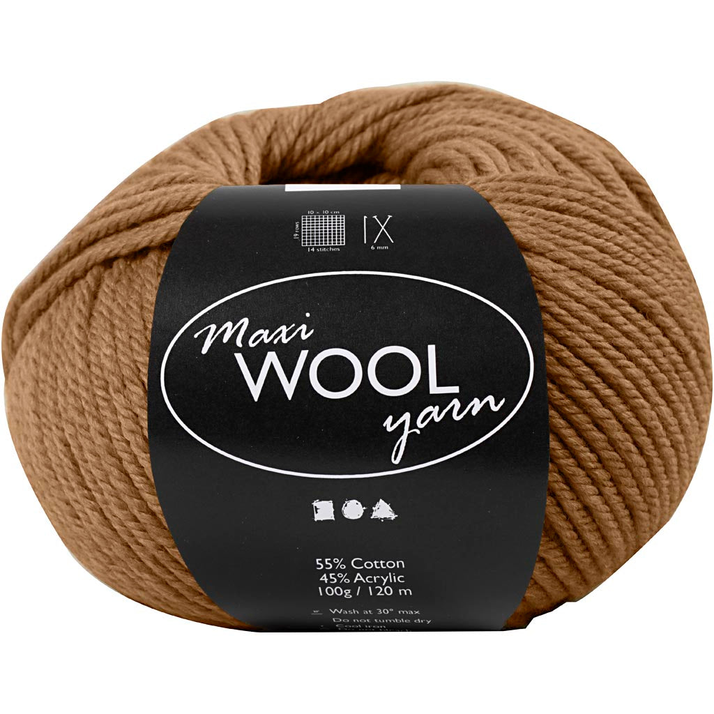 Wool Yarn, L: 125 M, light brown, 100 g/ 1 ball [HOB-447415]