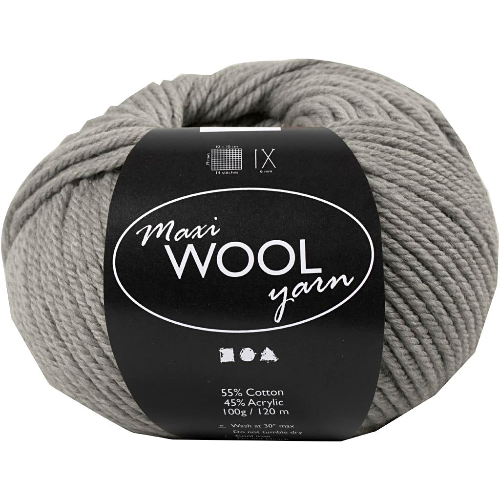 Wool Yarn, L: 125 M, grey mixture, 100 g/ 1 ball [HOB-447418]