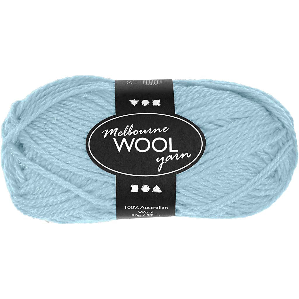 Melbourne Wool Yarn, L: 92 M, light turquoise, 50 g/ 1 ball