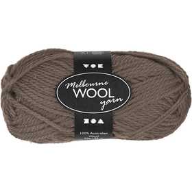 Melbourne Wool Yarn, L: 92 M, grey brown, 50 g/ 1 ball [HOB-44783]