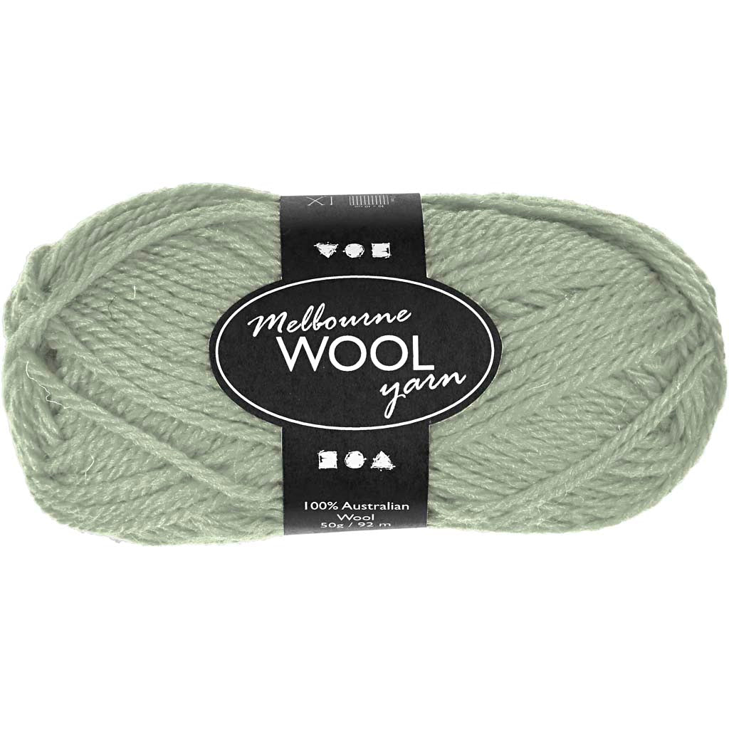 Melbourne Wool Yarn, L: 92 M, light green, 50 g/ 1 ball
