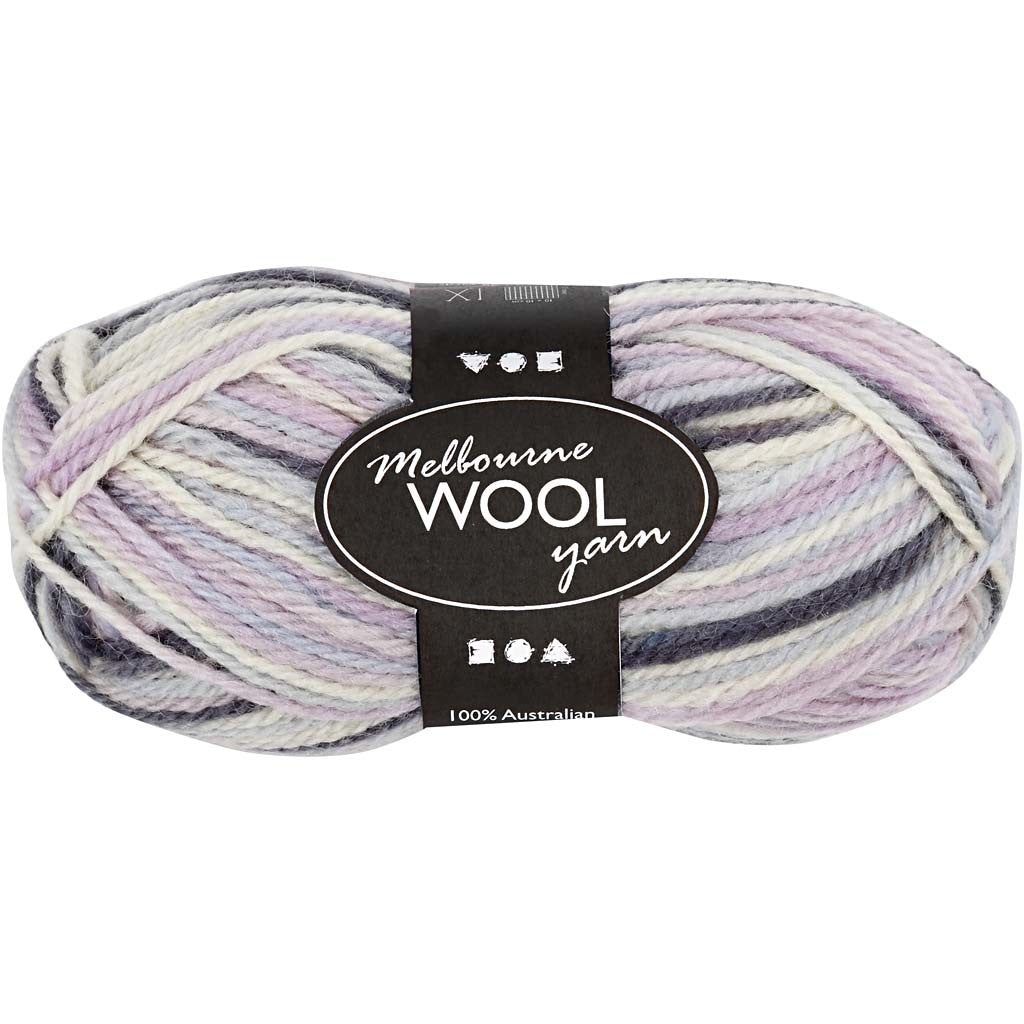 Melbourne Wool Yarn, L: 92 M, pastel lilac, 50 g/ 1 ball [HOB-44795]