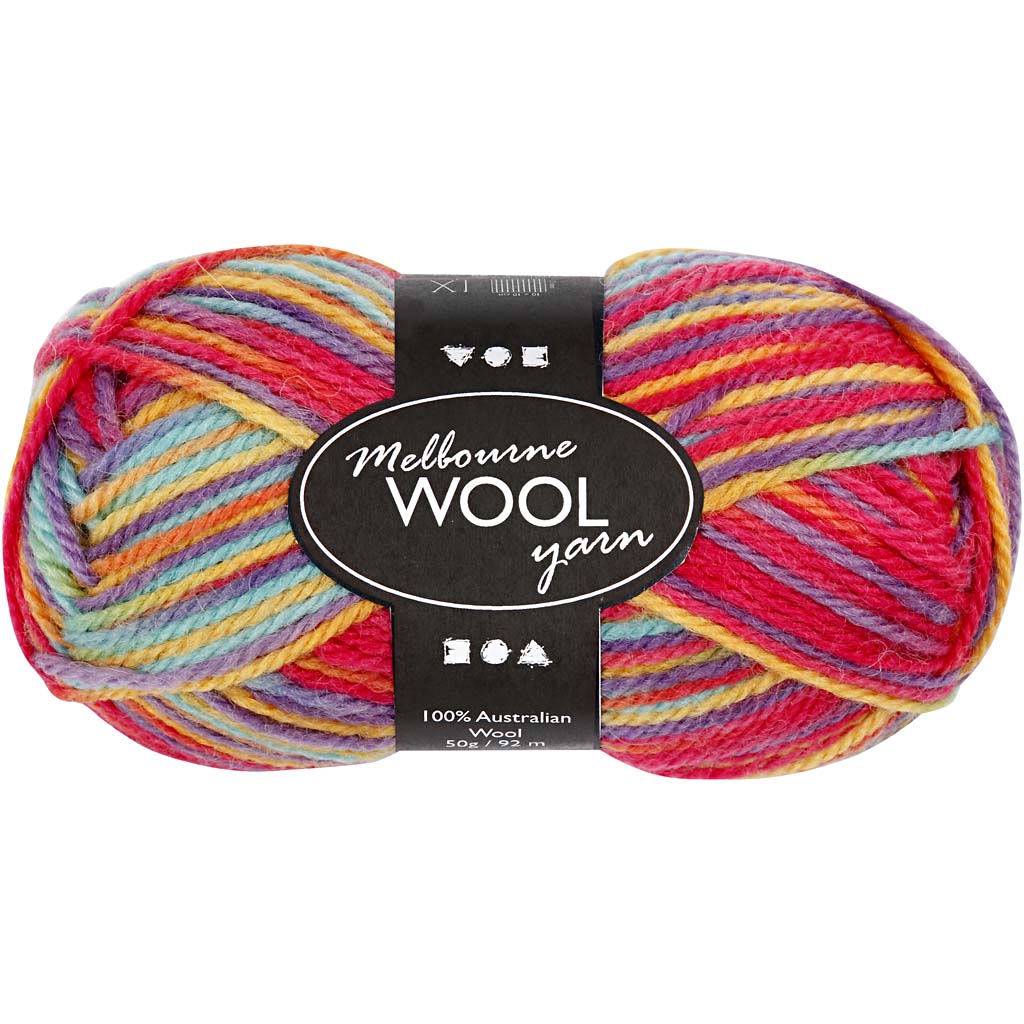 Melbourne Wool Yarn, L: 92 M, multi colour, 50 g/ 1 ball