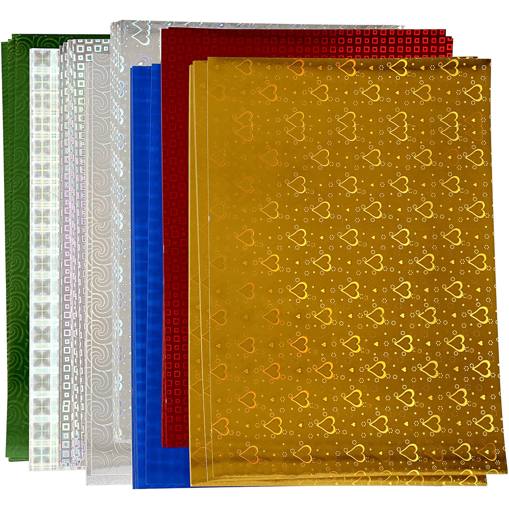 Holographic Paper, A4, sheet 210x297 mm, 120 g, 8 ass sheets/ 1 pack [HOB-449470]