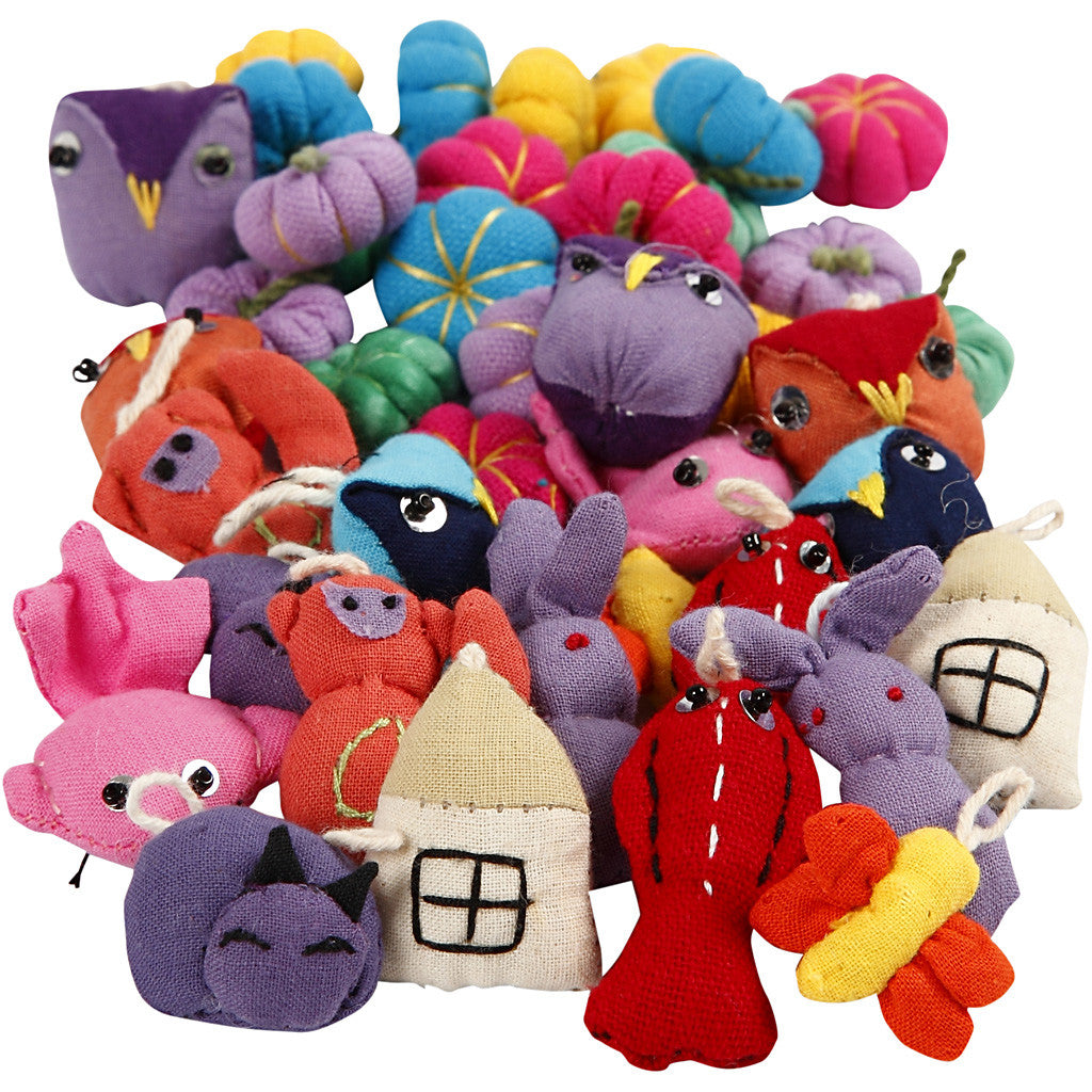 Mini Fabric Animals, size 20-35 mm, 40 pc/ 1 pack [HOB-44951]