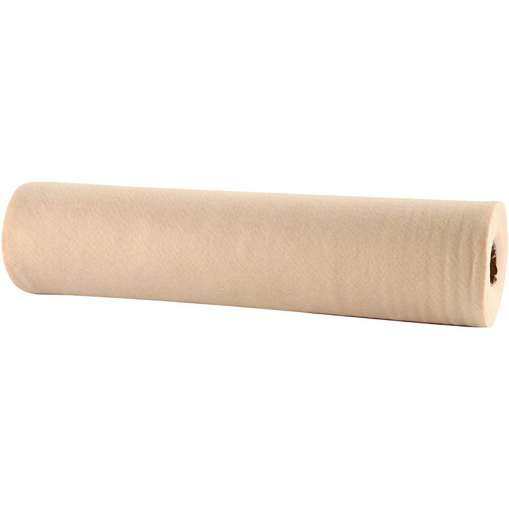 Craft felt, W: 45 cm, thickness 1,5-2 mm, 180-200 g, light beige, 5 m/ 1 roll [HOB-45013]