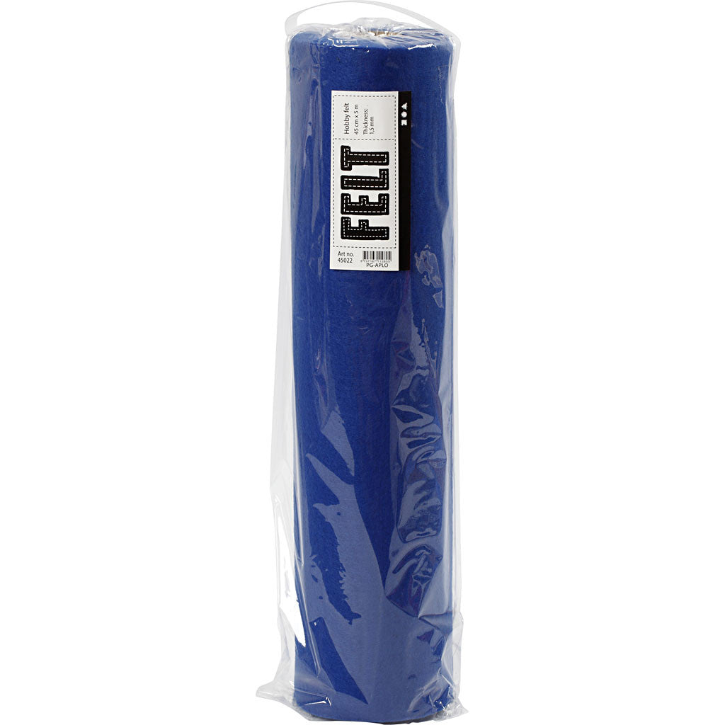 Craft felt, W: 45 cm, thickness 1,5-2 mm, 180-200 g, blue, 5 m/ 1 roll [HOB-45022]