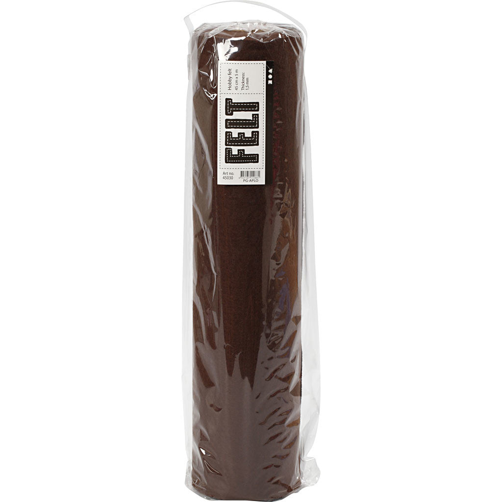 Craft felt, W: 45 cm, thickness 1,5-2 mm, 180-200 g, brown, 5 m/ 1 roll [HOB-45030]
