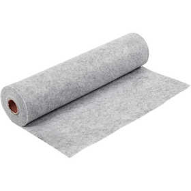 Craft felt, W: 45 cm, thickness 1,5-2 mm, textured, 180-200 g, grey, 5 m/ 1 roll [HOB-45048]