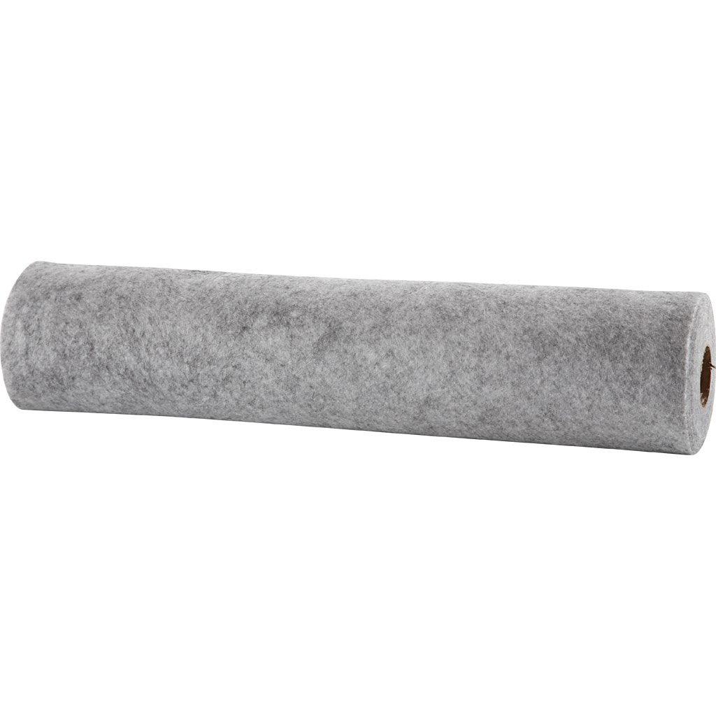 Craft felt, W: 45 cm, thickness 1,5-2 mm, textured, 180-200 g, grey, 5 m/ 1 roll [HOB-45048]