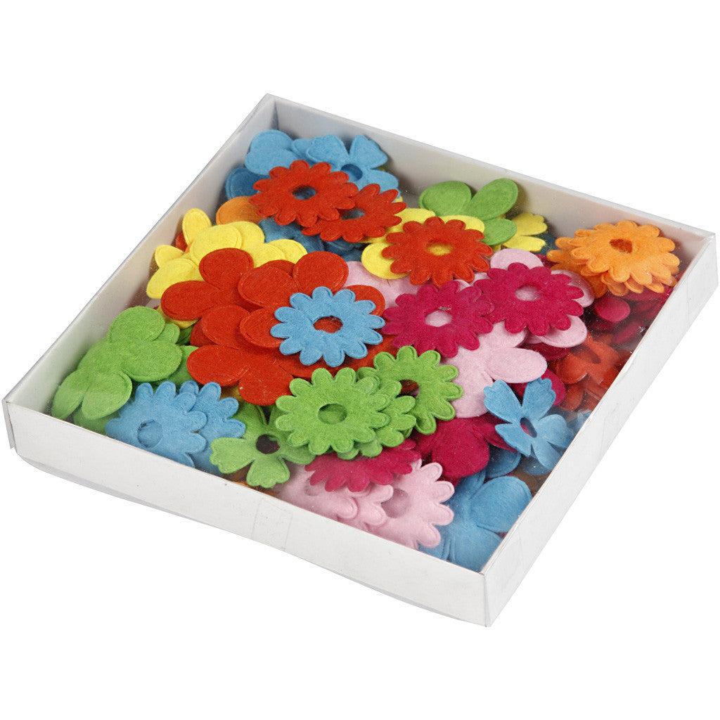 Felt Flowers, size 35x45 mm, thickness 1,2 mm, 135 pc/ 1 pack [HOB-45071]