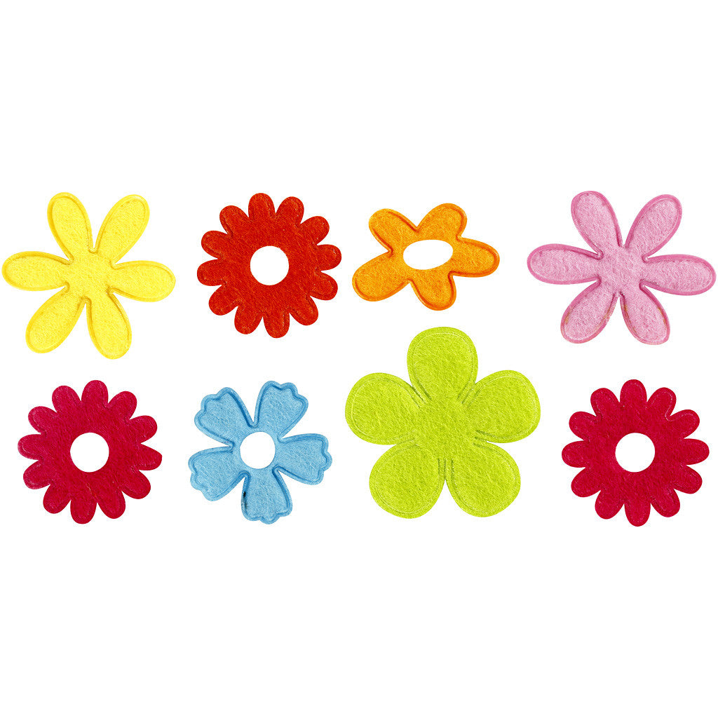 Felt Flowers, size 35x45 mm, thickness 1,2 mm, 16 pc/ 1 pack [HOB-450731]