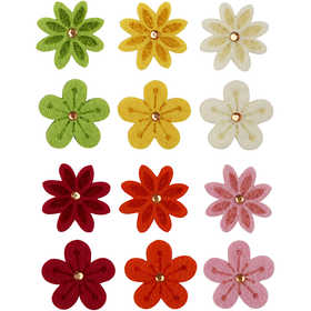 Felt Flowers, dia. 30 mm, thickness 2,5 mm, 120 pc/ 1 pack [HOB-450761]