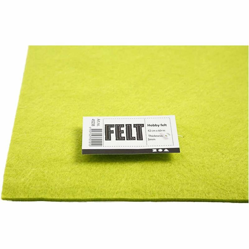 Craft Felt, sheet 42x60 cm, thickness 3 mm, light green, 1 sheet [HOB-45238]
