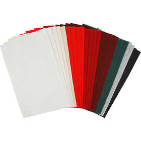 Craft felt, sheet 20x30 cm, thickness 1,5-2 mm, 180-200 g, assorted colours, 24 ass sheets/ 1 pack [HOB-45296]