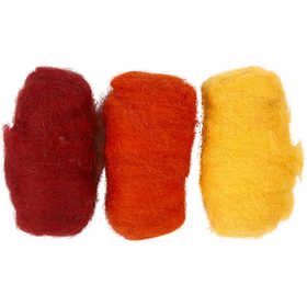Carded Wool, yellow/terracotta harmony, 3x10 g/ 1 pack [HOB-45333]