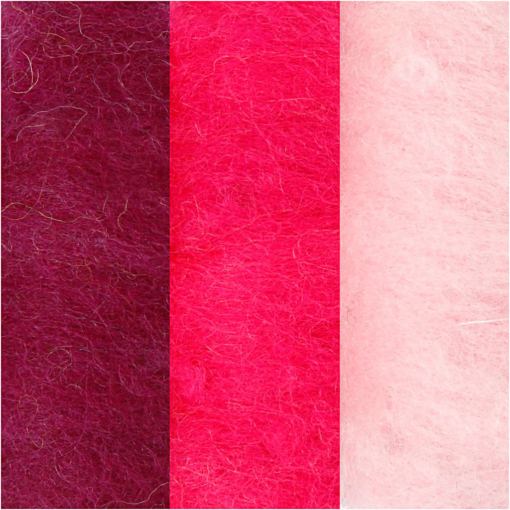 Carded Wool, purple/pink harmony, 3x10g/ 1 pack [HOB-45334]