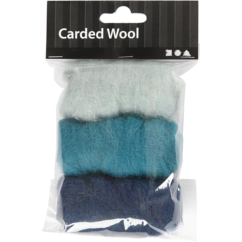 Carded Wool, blue harmony, 3x10 g/ 1 pack [HOB-45335]