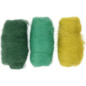 Carded Wool, green/turkis harmony, 3x10 g/ 1 pack [HOB-45336]