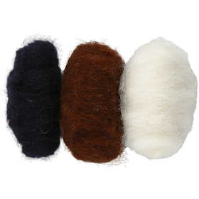 Carded Wool, assorted colours, 3x10 g/ 1 pack [HOB-45338]