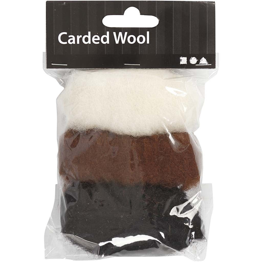 Carded Wool, assorted colours, 3x10 g/ 1 pack [HOB-45338]