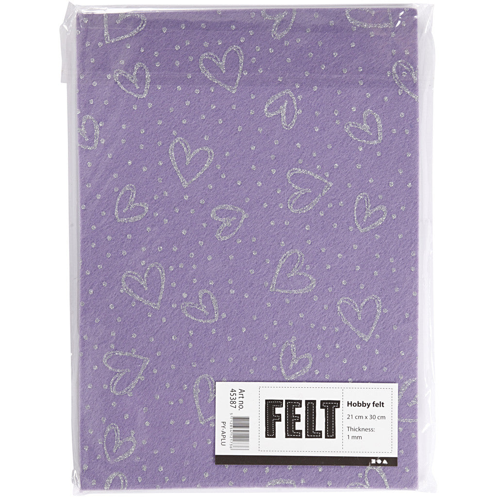 Craft Felt, A4, sheet 210x297 mm, thickness 1,5-2 mm, purple, 10 sheet/ 1 pack [HOB-45387]