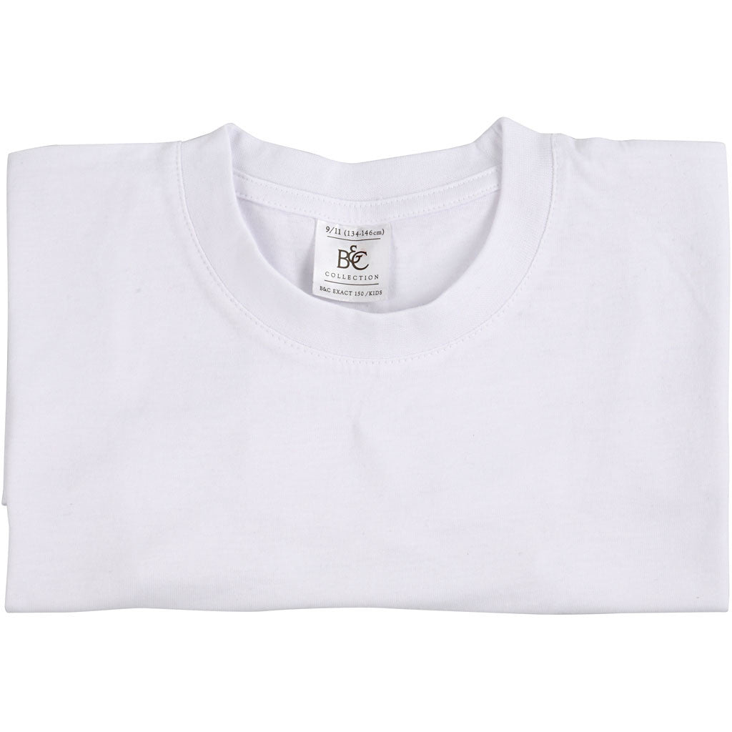 T-shirts, W: 42 cm, size 9-11 years, round neck, 145 g, white, 1 pc [HOB-47207]