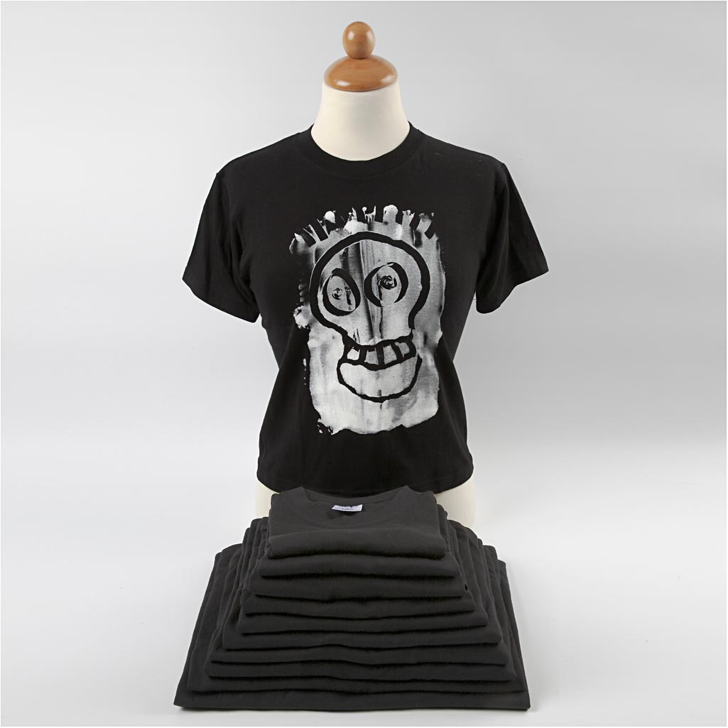T-shirts, W: 32 cm, size 3-4 years, round neck, 145 g, black, 1 pc [HOB-47220]