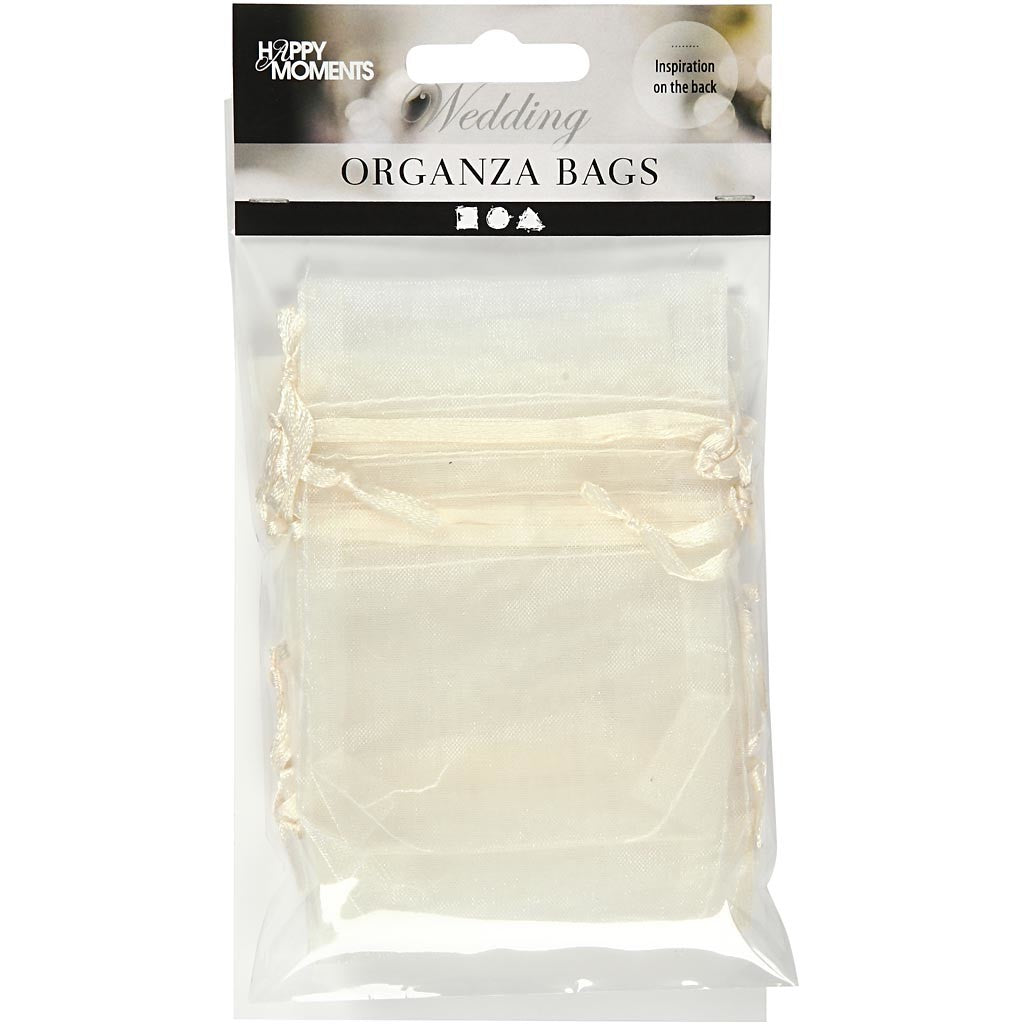 Organza Bags, size 7x10 cm, off-white, 10 pc/ 1 pack [HOB-47429]