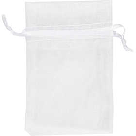 Organza Bags, size 7x10 cm, white, 10 pc/ 1 pack [HOB-4743901]