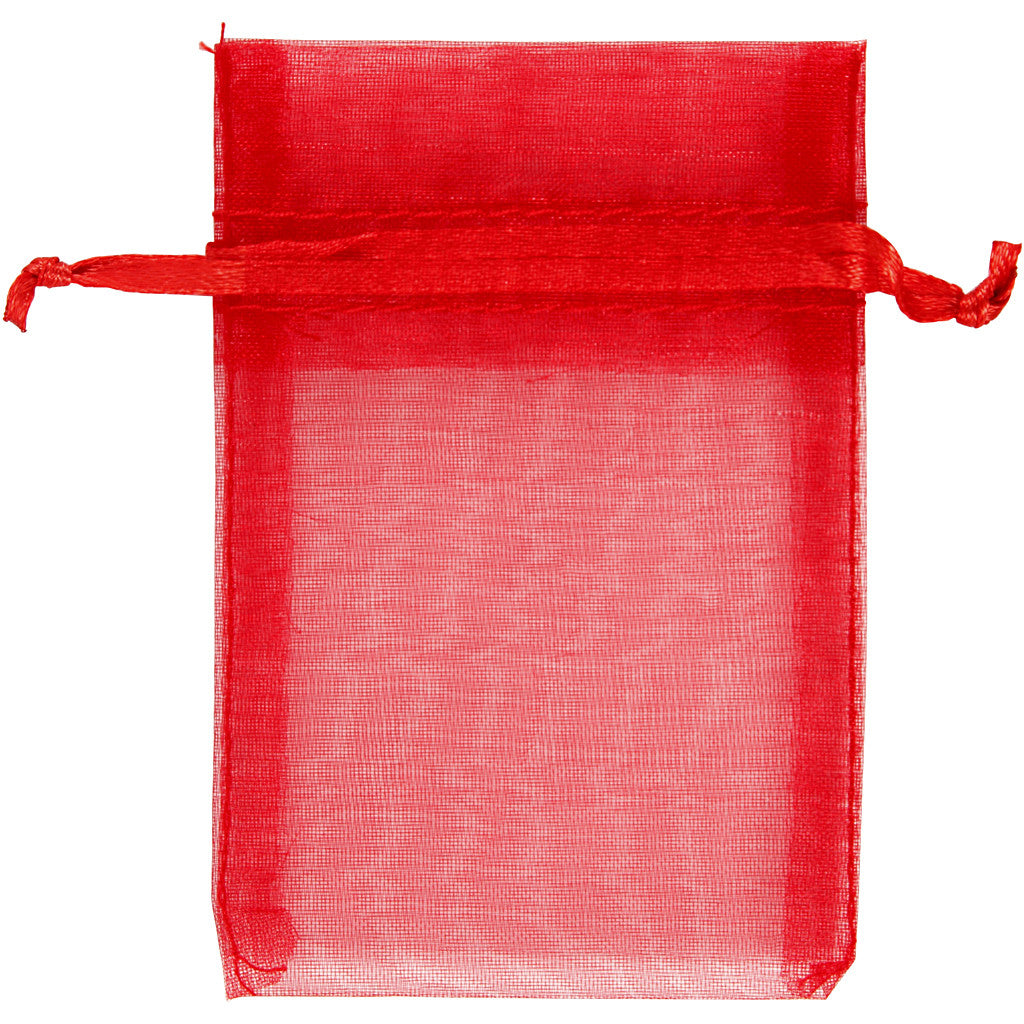 Organza Bags, size 7x10 cm, red, 10 pc/ 1 pack [HOB-4743903]