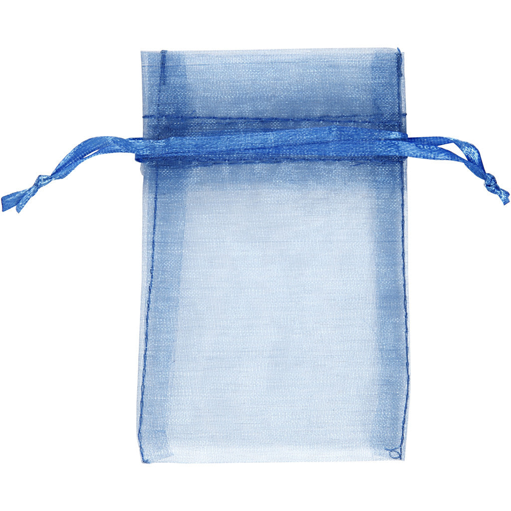 Organza Bags, size 7x10 cm, blue, 10 pc/ 1 pack [HOB-4743904]