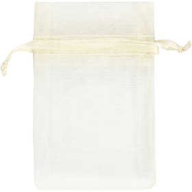 Organza Bags, size 7x10 cm, off-white, 10 pc/ 1 pack [HOB-4743921]