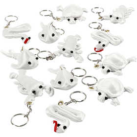 Fabric Figures with key rings, size 4-8 cm, white, 4x3 pc/ 1 pack [HOB-49512]