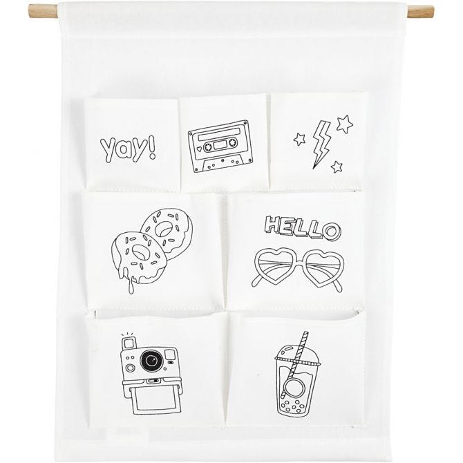 Hanging Organiser, H: 46 cm, W: 34 cm, 145 g, white, 1 pc [HOB-49738]