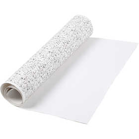 Faux Leather Paper, W: 49,5 cm, foil,printed, 350 g, white, 1 m/ 1 roll [HOB-498832]